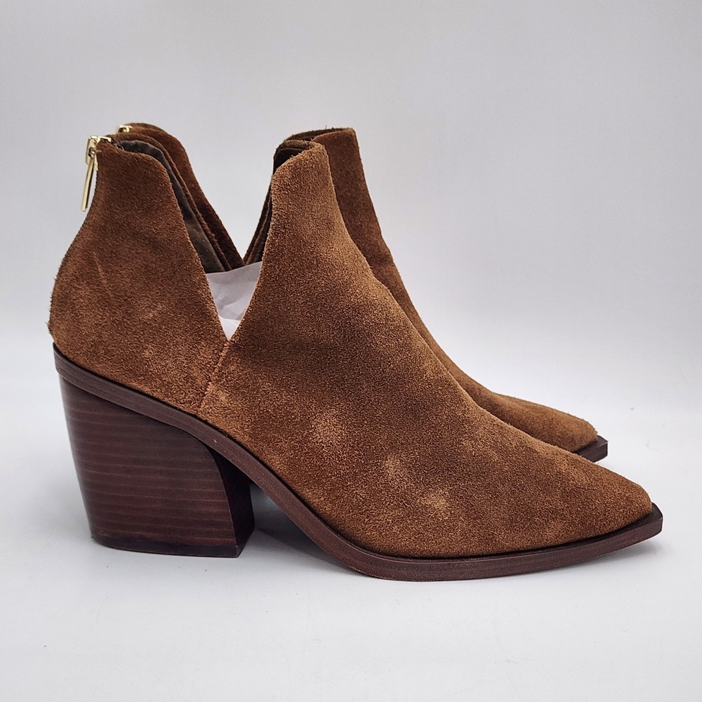 Vince Camuto Bibestie Women's Size 10 Ankle Boots Booties Suede Brown Zip - Picture 2 of 10